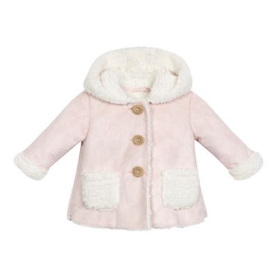 Mantaray Baby girls' light pink shearling coat